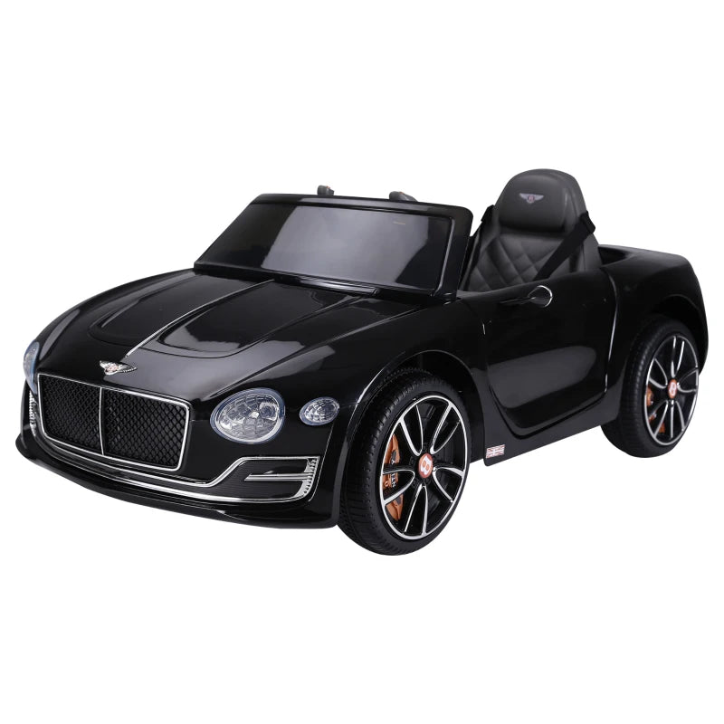 Bentley GT 12V Electric Ride-On Car for Kids with Remote Control, LED Lights & Music - Black, Ages 3-5