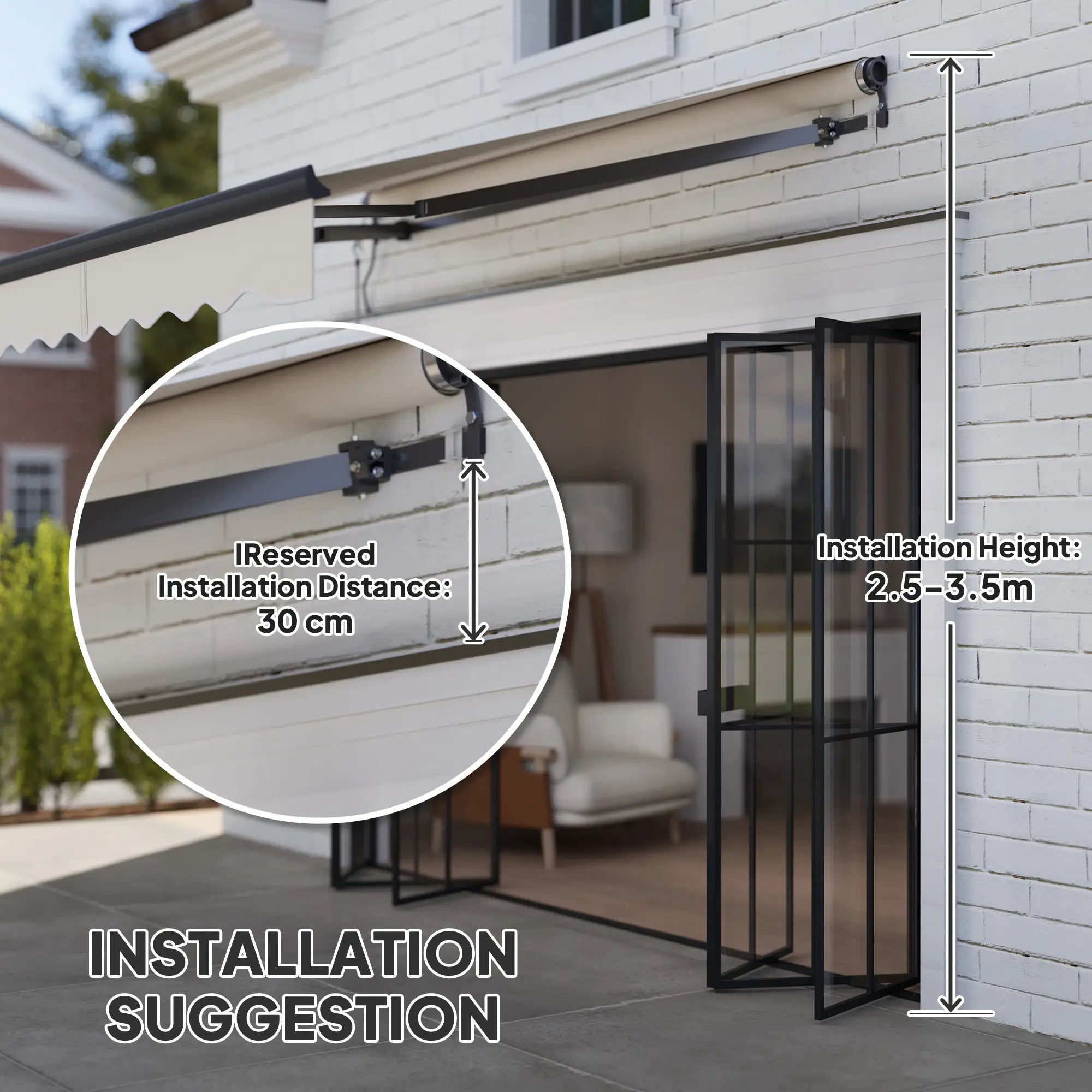 Beige 2.5m x 2m Electric Awning with Remote Controller - Aluminium Frame,  UV30+ Sun Shade Canopy for Garden Patio Deck