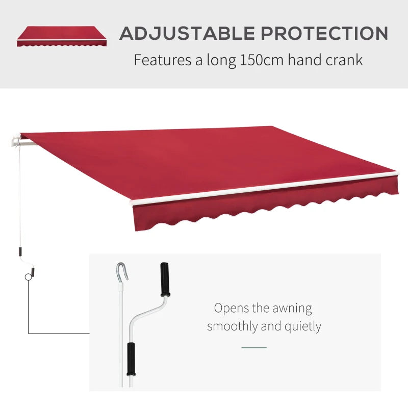 4m x2.5m Manual Awning With Handle - Red