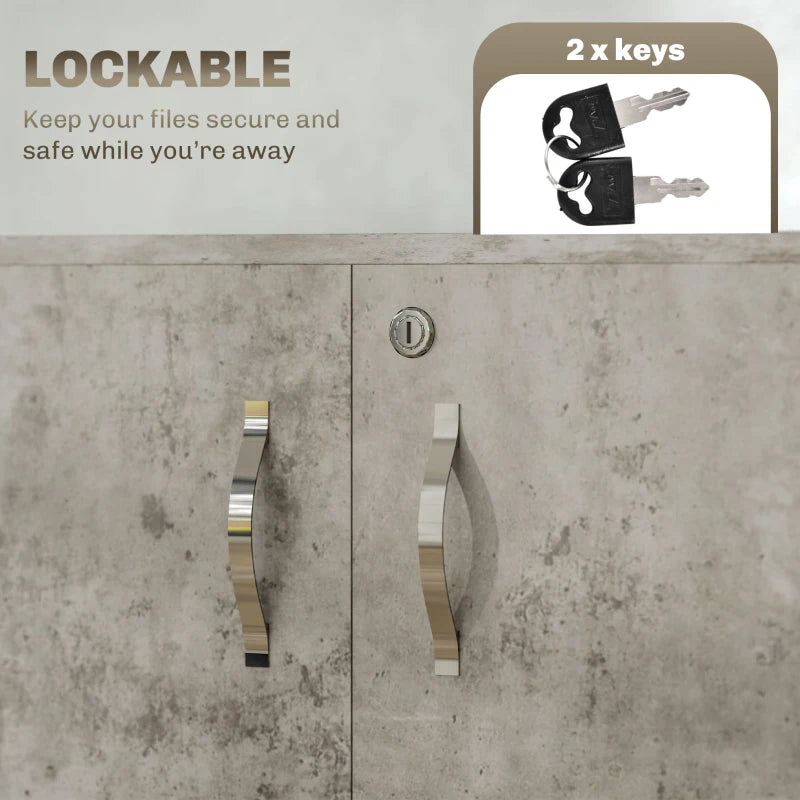 Vinsetto Two-Tier Locking Office Storage Cabinet - Stylish Grey Organizer for Secure Document and Supply Storage