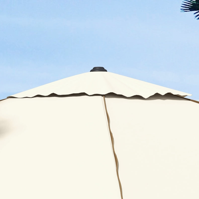 Square Beige/Brown Canopy Parasol with Contrast Piping - 215cm