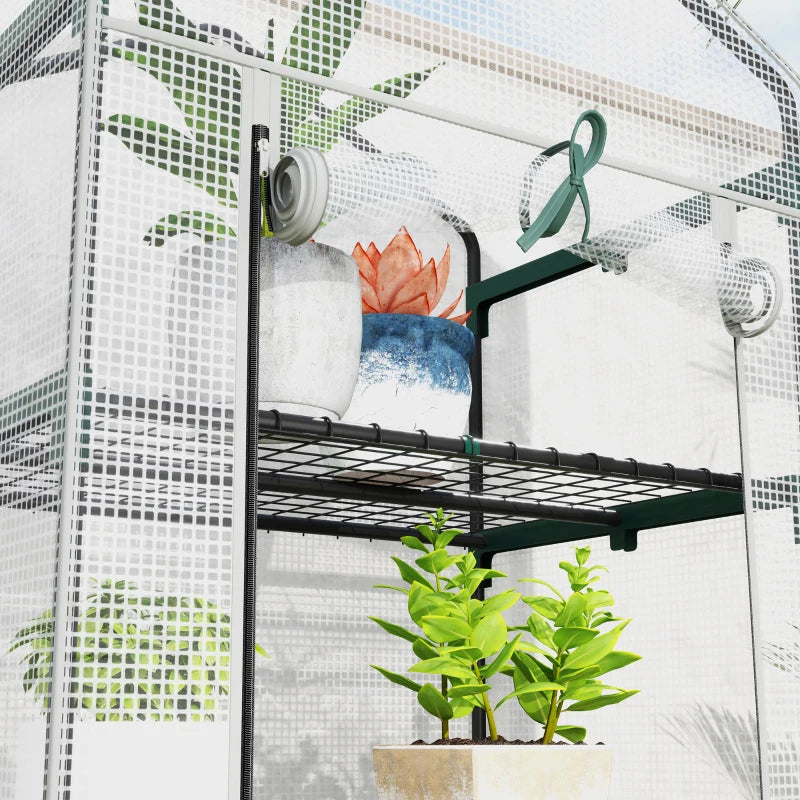 193cm White Five Shelf Mini Greenhouse - Indoor/Outdoor Plant Storage