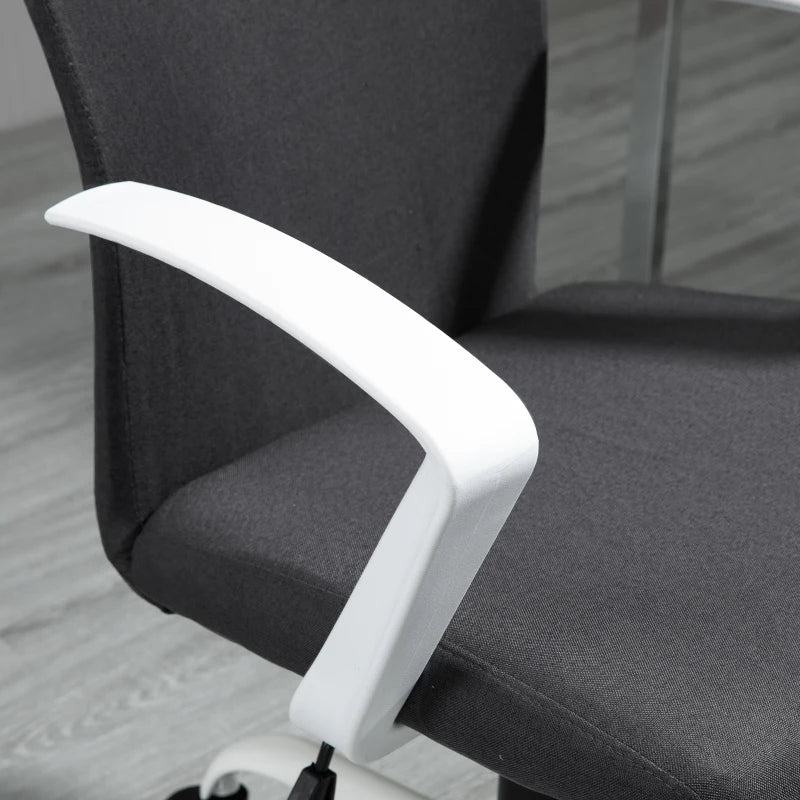 Vinsetto Dark Grey Linen Office Chair - Swivel Computer Desk Chair with Wheels, Adjustable Height & Armrests for Home Study