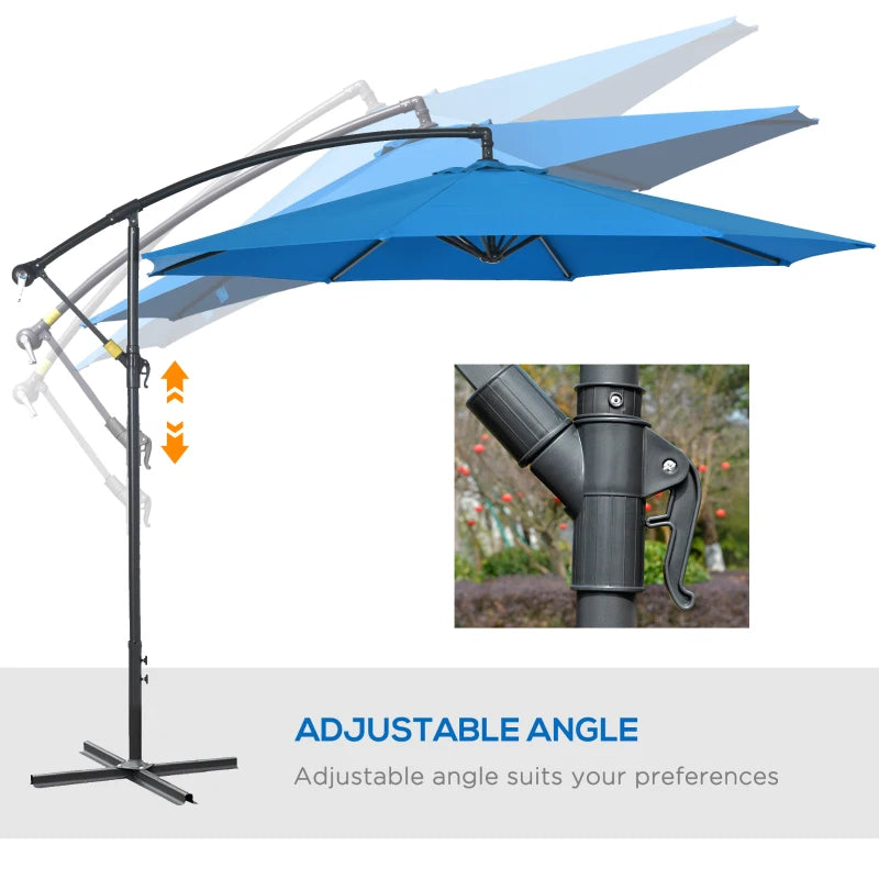 Blue 3m Offset Cantilever Parasol with Cross Base