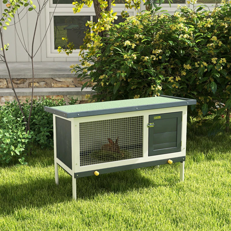 Wooden Rabbit Hutch for Small Animals Outdoor Bunny Cage with Openable Asphalt Roof 90 x 45 x 65 cm