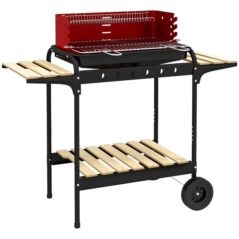 Red Charcoal BBQ with Adjustable Grill Grate