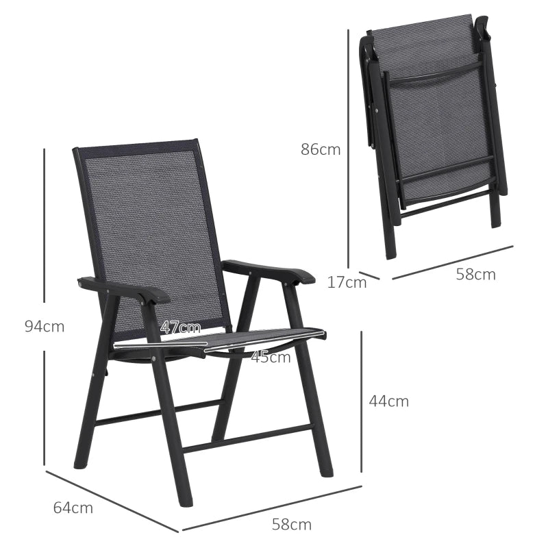 6-Piece Dark Grey Folding Outdoor Dining Chairs Set