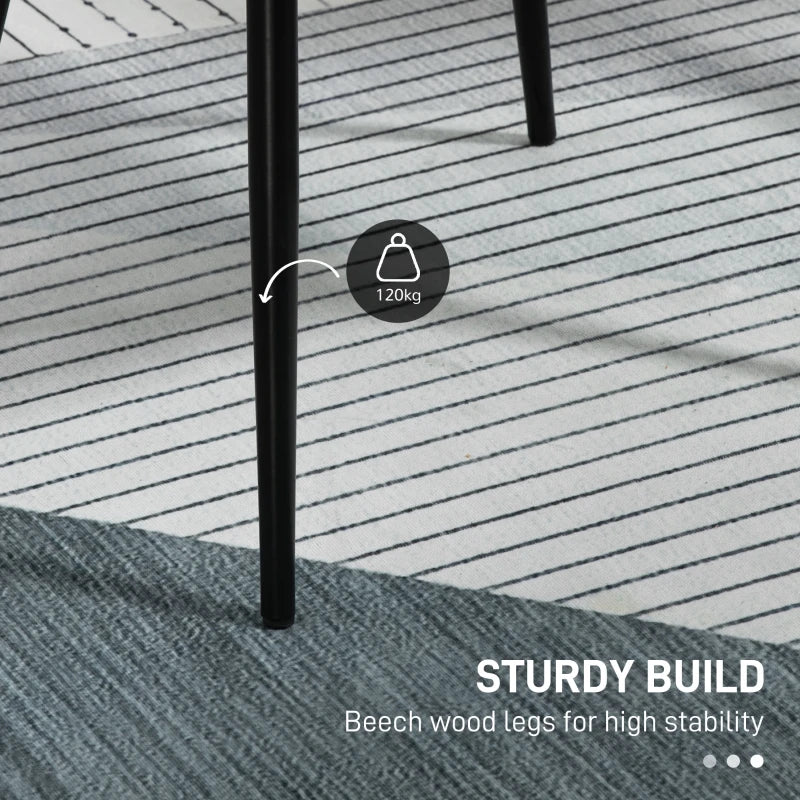 Set of 4 Upholstered Linen Dining Chairs with Metal Legs - Light Grey Kitchen & Living Room Furniture