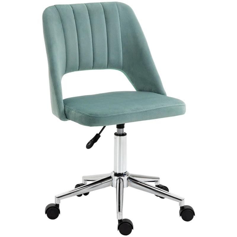 Vinsetto Green Velvet Mid Back Office Chair - Swivel Scallop Shape Computer Desk Chair for Home Study & Bedroom