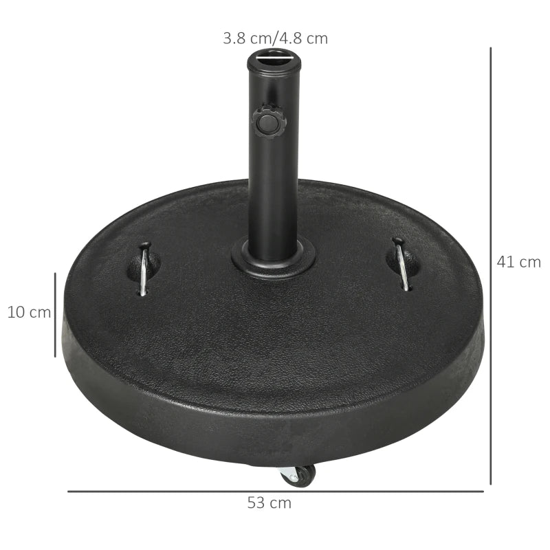 Black Resin Garden Parasol Base with Wheels and Handles, 23.5kg