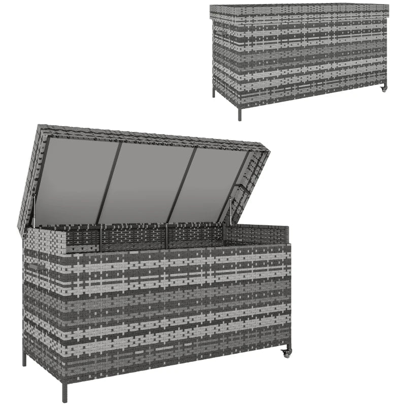 Dark Grey 627L Rattan Storage Box - Stylish Outdoor & Indoor Organizer