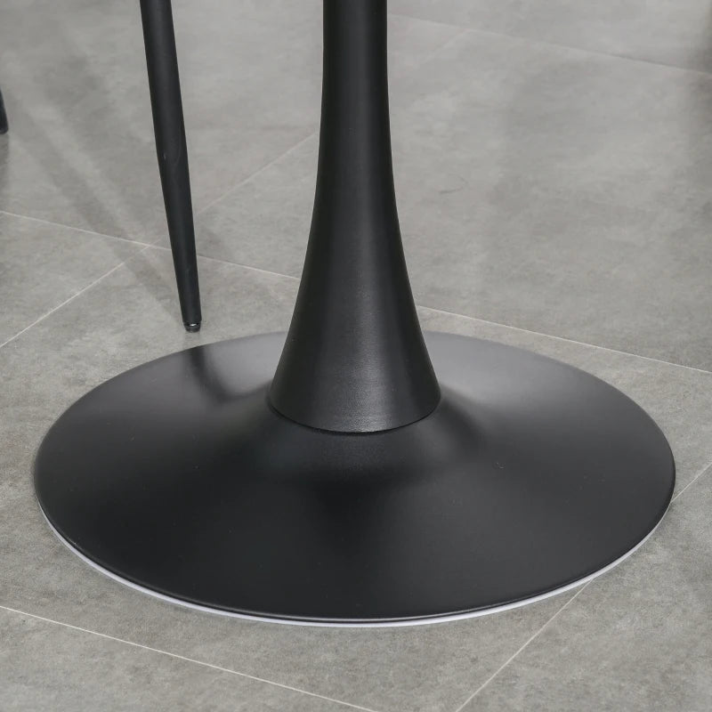 Modern Round Dining Table - Stylish Bistro Table with Metal Base for Kitchen & Dining Room - Black Finish
