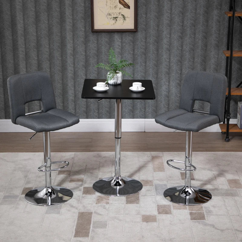 Modern Height Adjustable Counter Bar Table with 360° Swivel Top & Electroplated Metal Base - Black & Silver Pub Desk