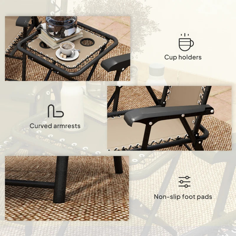 Three-Piece Khaki Garden Table and Chair Set - Outdoor Furniture, Compact Size