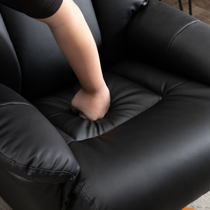 10-Point Massage Recliner Armchair with Footrest in Black PU Leather - Heated Comfort Chair