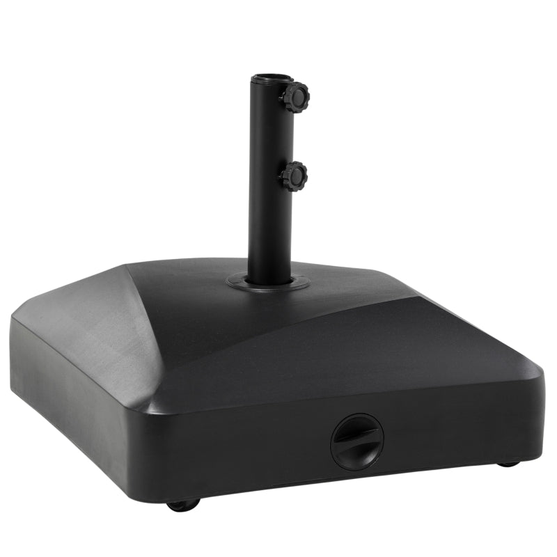 Black Garden Parasol Base Holder, 43kg Water or 60kg Sand Filled, Umbrella Stand with Wheels and Brakes