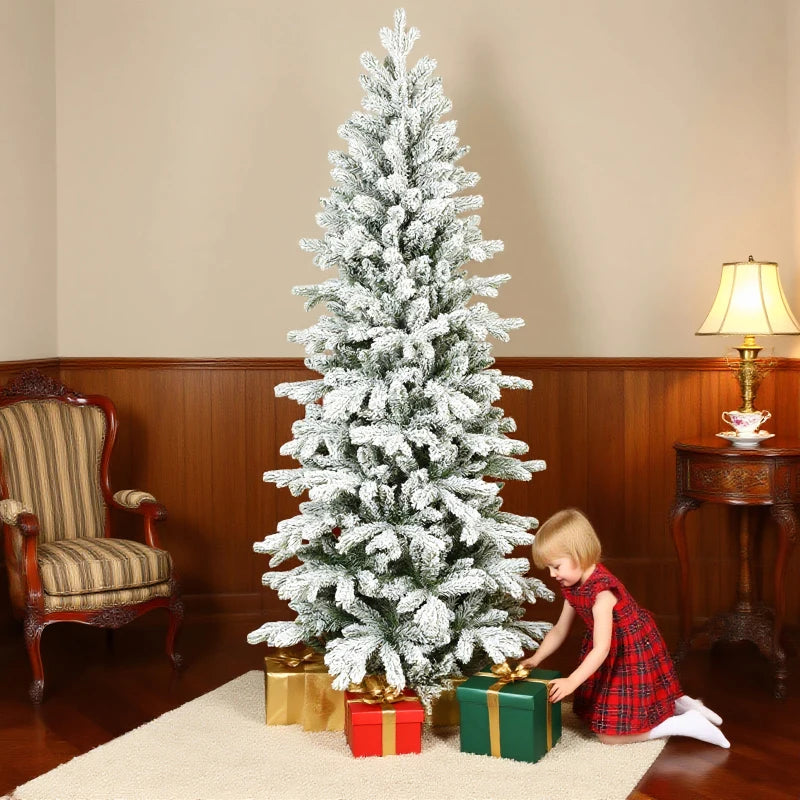 6ft Flocked Artificial Christmas Tree - Realistic Snowy Pine Look, Perfect for Holiday Decor, Easy Assembly, Indoor Use