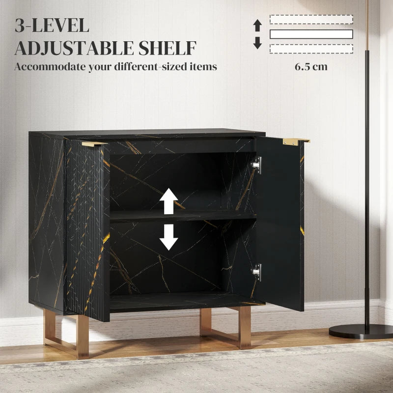 Elegant Black and Gold-Tone Storage Sideboard - Modern Design for Living Room, Dining Room, or Entryway