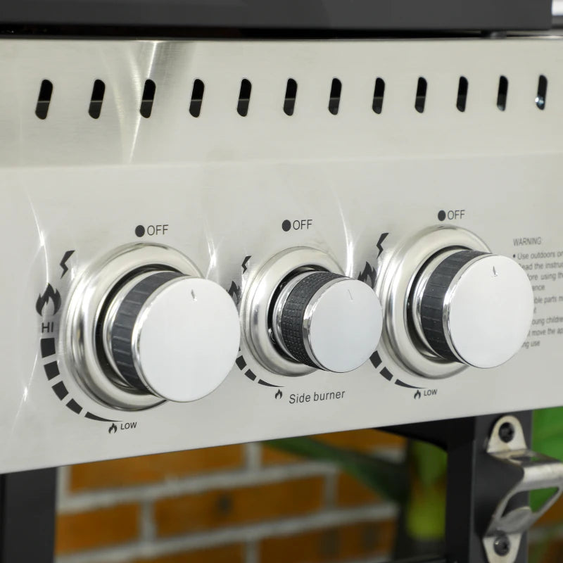 Black 5-Burner Steel Gas Grill with Thermometer
