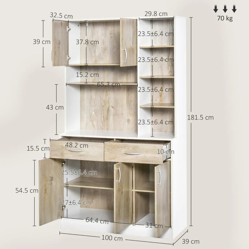 Stylish Kitchen Cupboard Sideboard Storage Cabinet with Countertop, Adjustable Shelves & Drawers for Dining & Living Room