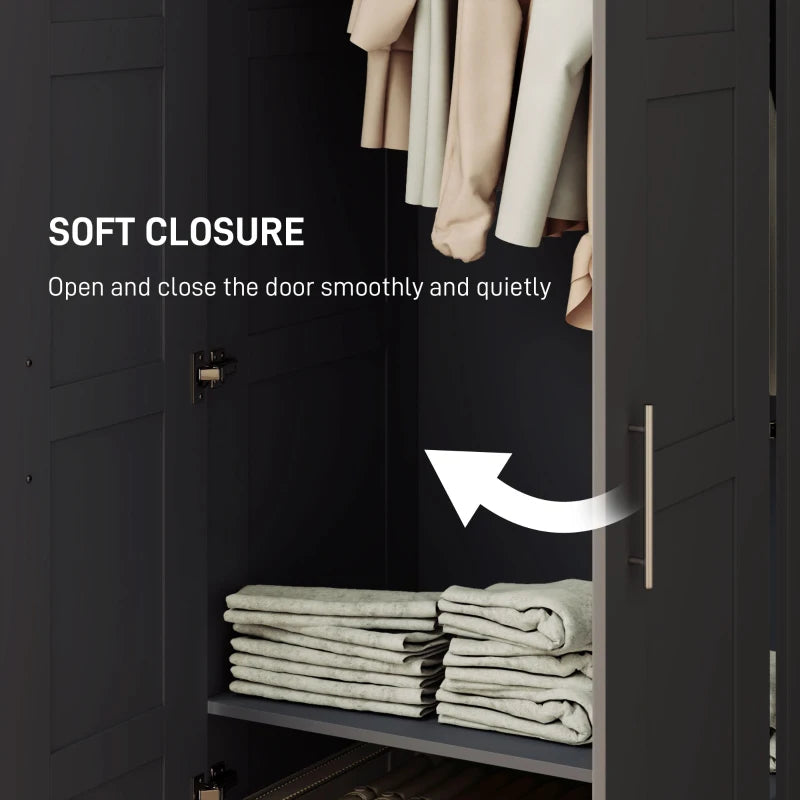 Stylish Double Panel Door Wardrobe with Shelves for Modern Home Storage Black
