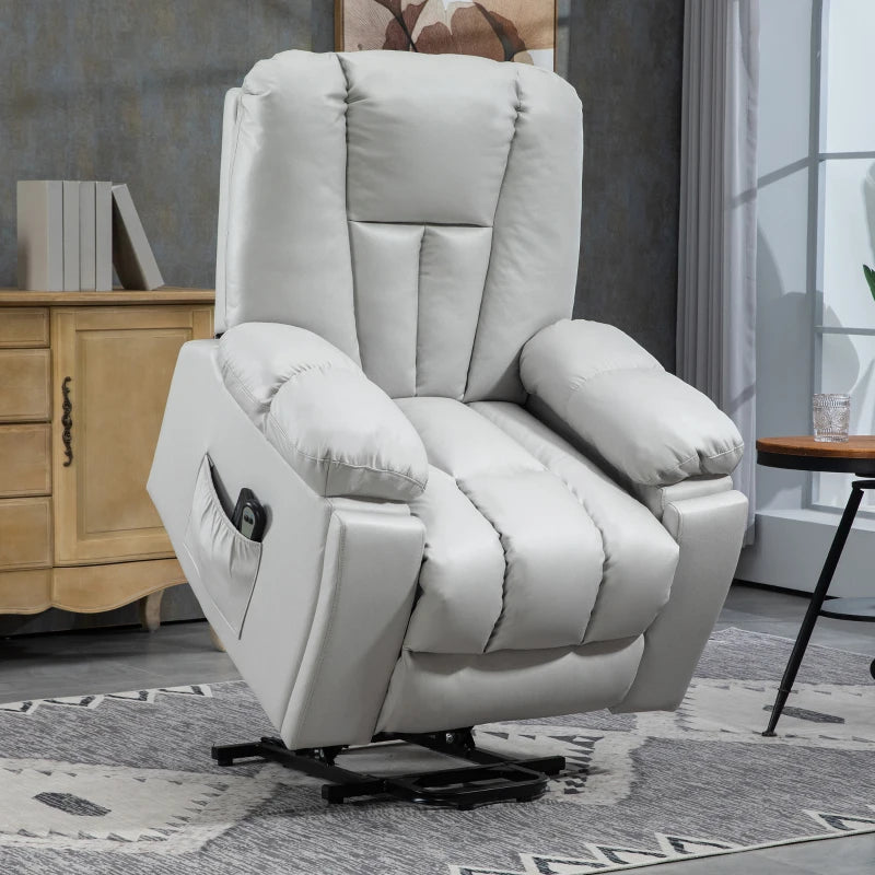 Light Grey Reclining Armchair with Eight Massage Points for Ultimate Comfort