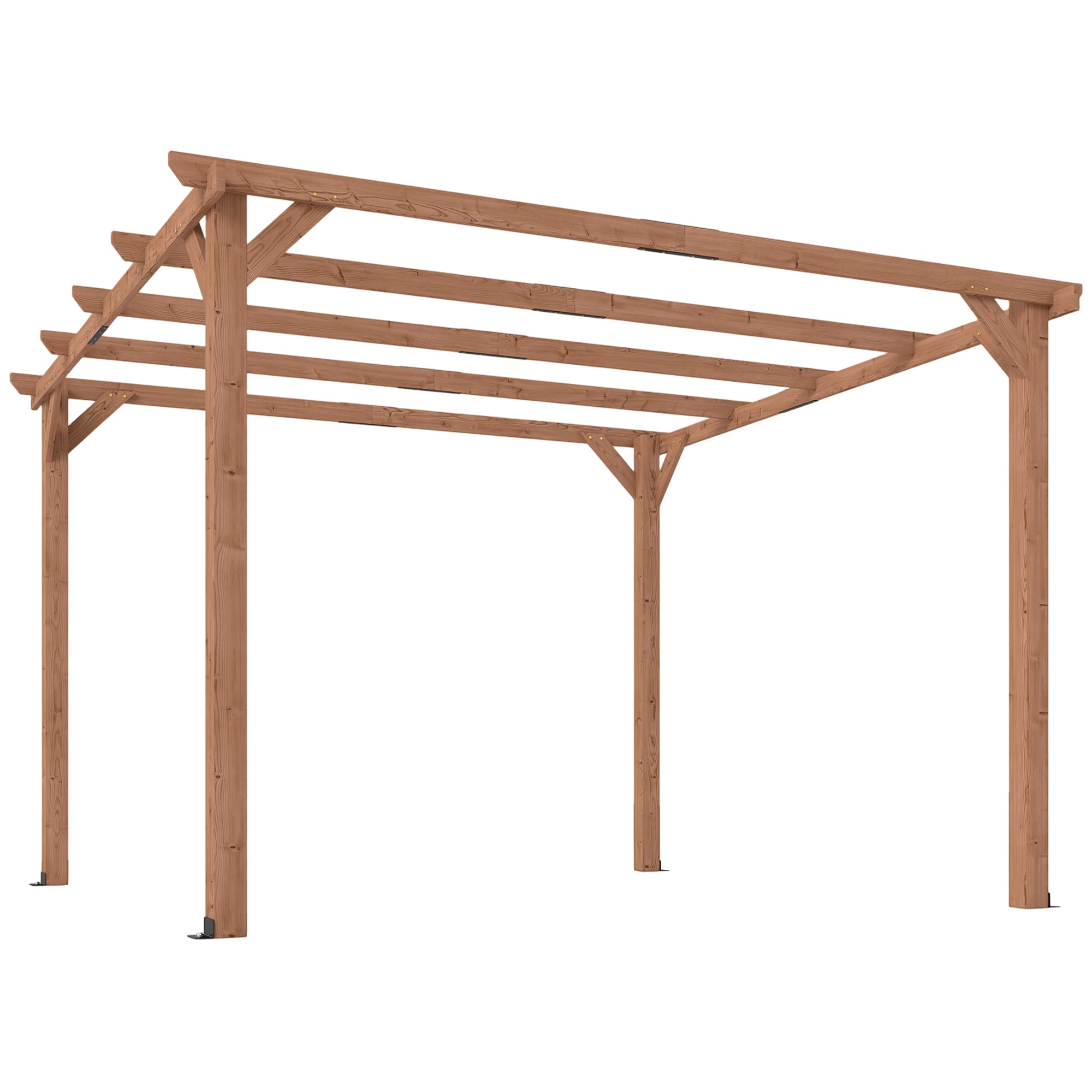3x3m Wooden Pergola Kit with Triangle Supports – Garden Gazebo Grape Trellis Frame, 5-Beam Maple Wood-Effect Design