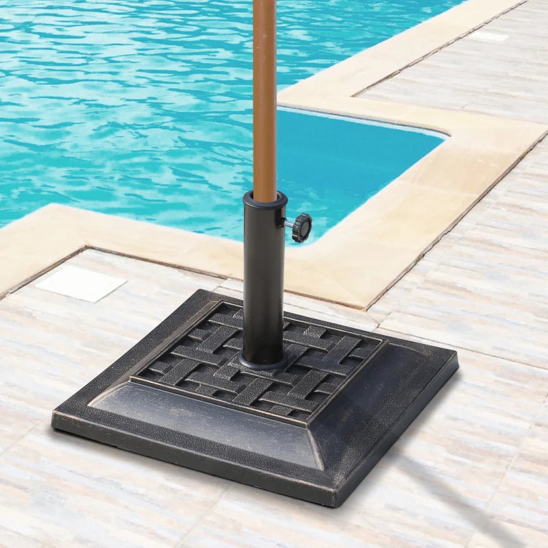 Bronze Square Resin Garden Parasol Base Stand - 9kg