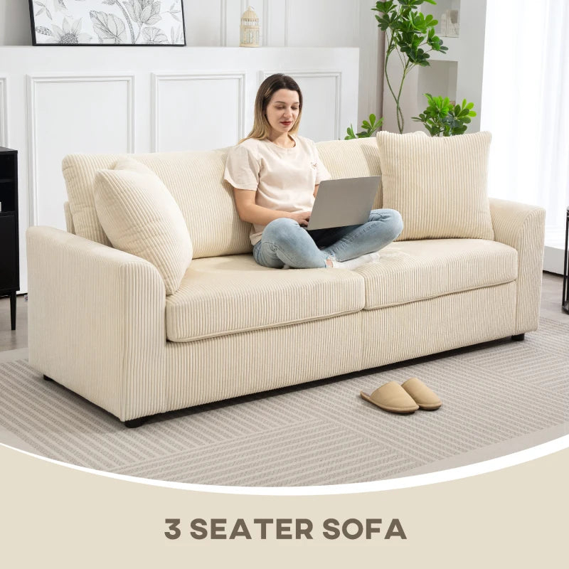 Modern 3-Seater Fabric Sofa with Spring Cushions and Scatter Cushions for Living Room or Home Office