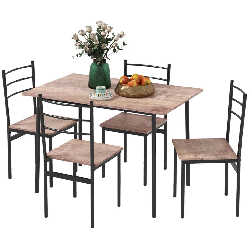 5-Piece Space-Saving Dining Table and Chairs Set - Steel Frame, Compact Design for Small Kitchens, Black Finish