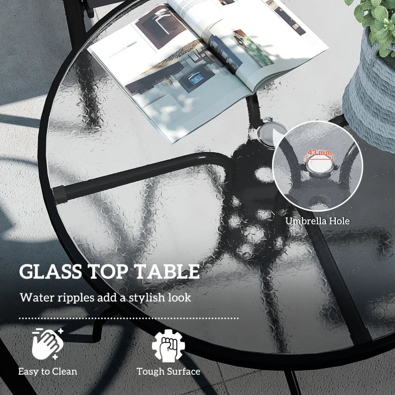 5-Piece Dark Grey Steel Patio Set with Glass-Top Table