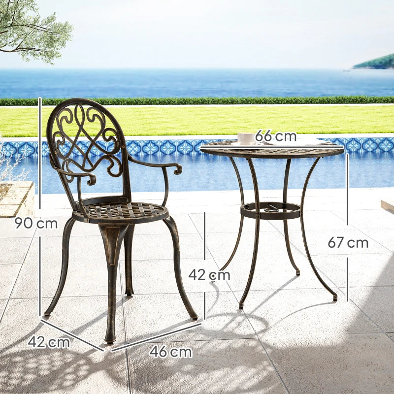 Elegant Bronze Aluminium Garden Set - 3-Piece Outdoor Furniture Set
