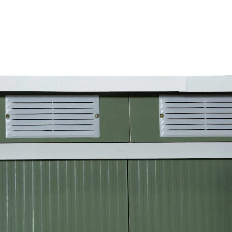 9ft x 4ft Green Shed With Foundation Kit, Ventilation and Double Doors