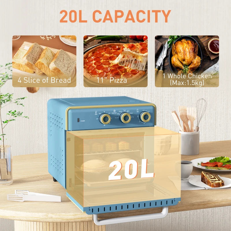 20L 90-230 Mini Electric Oven - Compact Blue Kitchen Appliance for Baking, Toasting & Cooking - Energy Efficient & Stylish