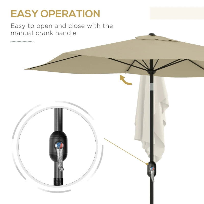 Cream White Rectangular Garden Parasol Umbrella with Crank & Tilt