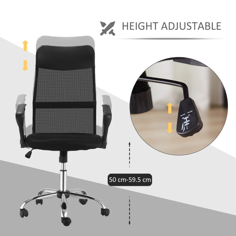 Ergonomic Mesh Office Chair with Adjustable Height and Tilt Function in Black