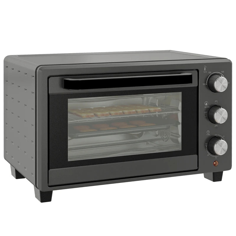 21L Mini Countertop Oven - Adjustable Temperature 100°C-230°C, Compact Grey Design for Efficient Cooking