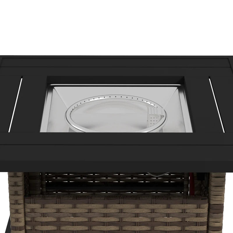 50,000 BTU Brown Fire Pit Table with Cover - 72.5 x 72.5cm Outdoor Heating Solution