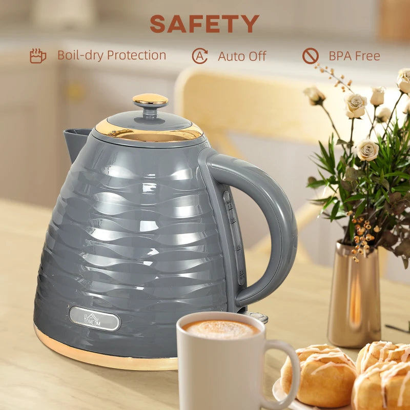 3kW Rapid Boil Grey Honeycomb Kettle - Stylish, Fast Boiling Electric Kettle for Home & Kitchen