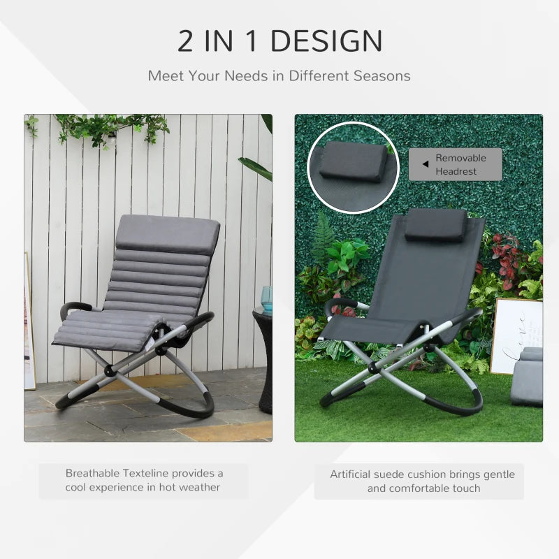 Metal Orbital Rocking Chair with Padded Mat - Black Grey