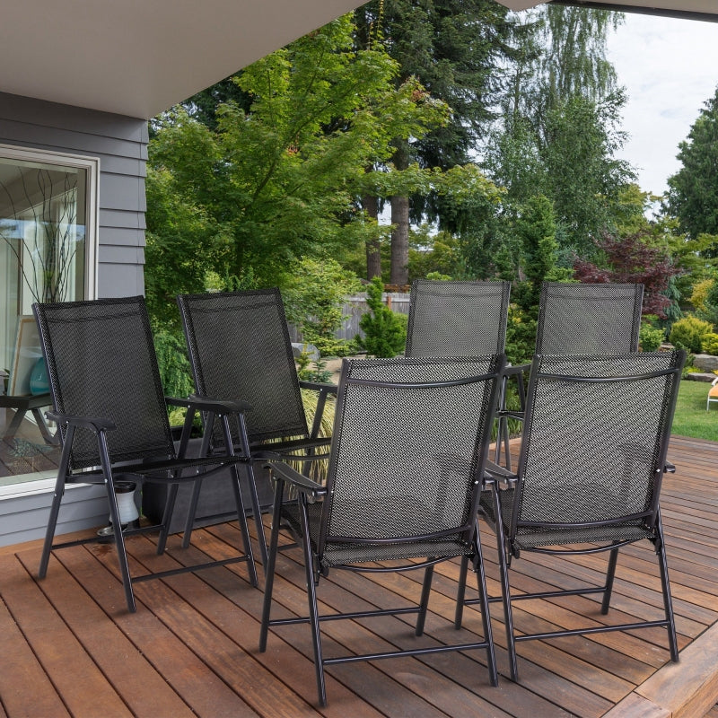 Black Folding Metal Outdoor Dining Chairs Set of 6