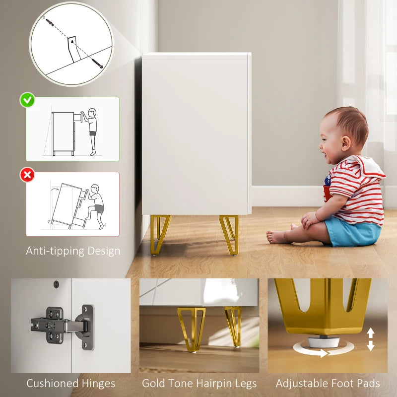 Modern High Gloss White Sideboard with Hairpin Legs for Stylish Home Storage