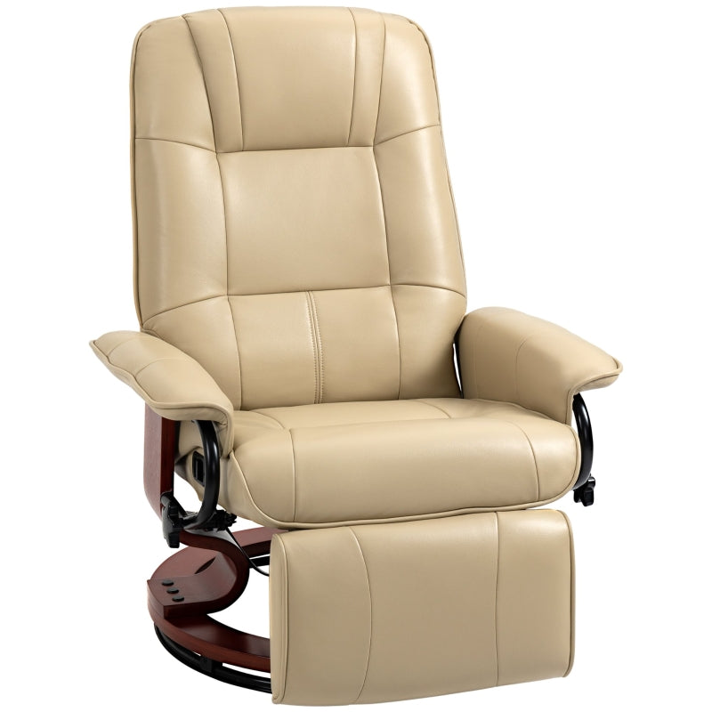Cream Faux Leather Armchair with 145° Reclining Back and Footrest for Ultimate Comfort
