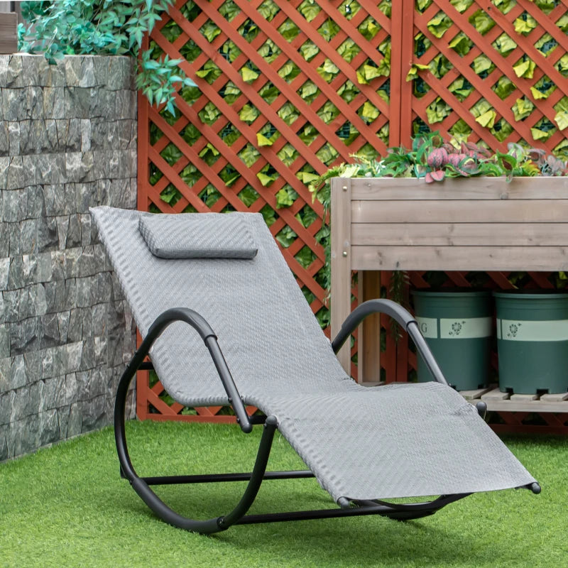Grey Rocking Lounge Chair with Removable Pillow and Recliner Seat