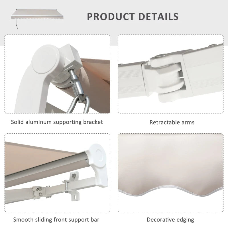 Cream White 3.5m x 2.5M Retractable Electric Awning Shade
