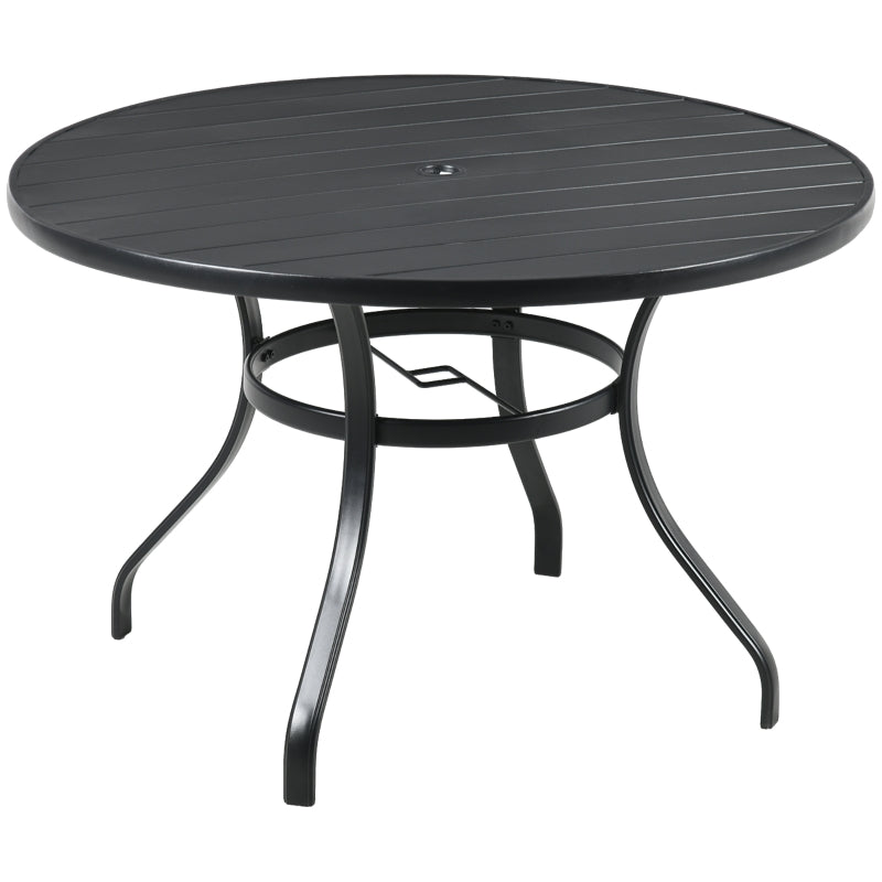 Black Round Outdoor Dining Table for Four with Parasol Hole