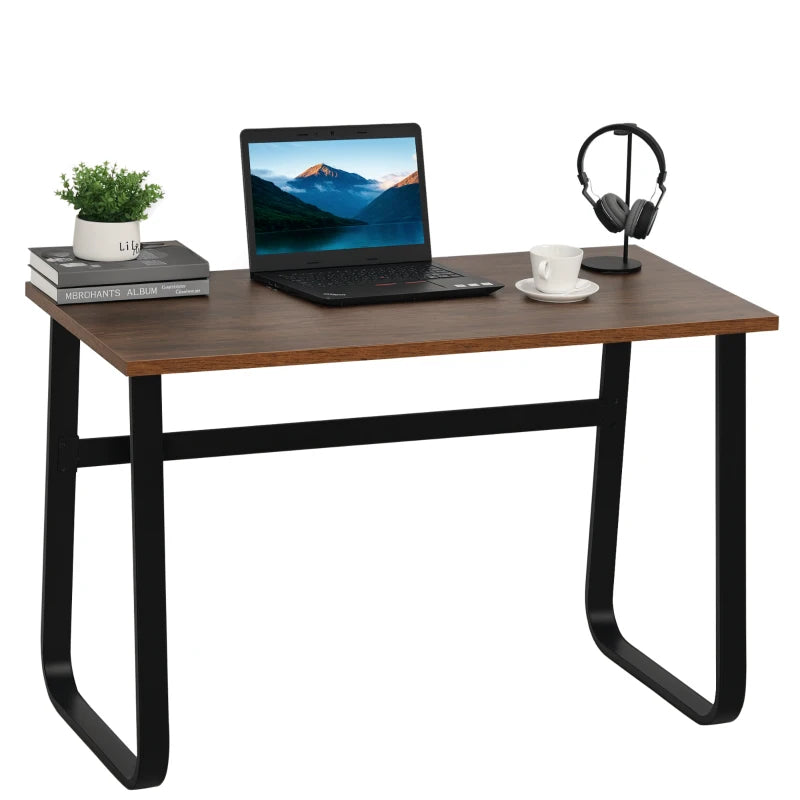 Industrial Computer Table & Writing Desk - Steel Frame, Wood Top, Rustic Brown & Black, 115x58x74.5cm - Home Study Furniture