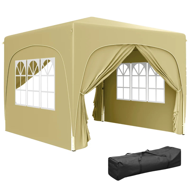 3 x 3m Pop-Up Gazebo with Accessories - Sand Colour
