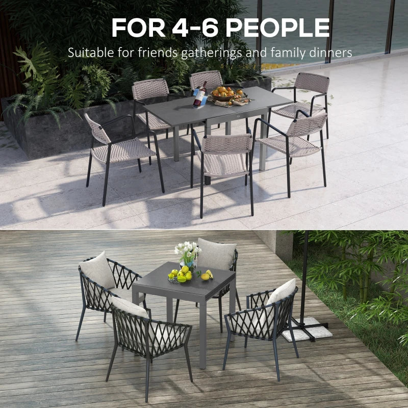 Grey Expandable 6-Seater Garden Table - Aluminium and Steel