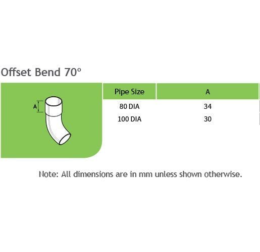 80mm Copper Downpipe 70 Degree bend